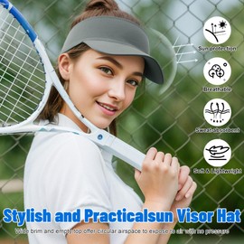 Sukeen - Visera elástica y refrescante, tamaño última intervensión, con protección UV, visera de pico para golf, tenis, ciclismo, correr, Gris-oscuro, Medium-Large