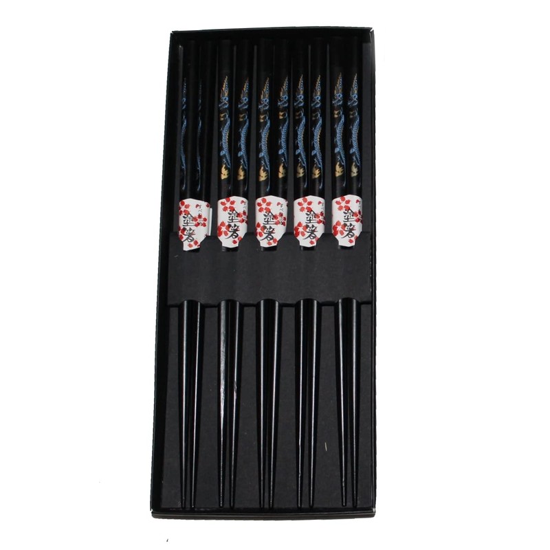 AAF Nommel®, Asia Chopsticks Gift Set 5 Pairs Wooden Black