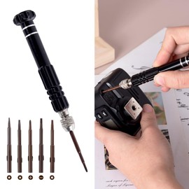 5-in-1 Mini Screwdriver Set, Multifunctional Tiny Screwdriver Slotted and Professional Precision Sunglasses Screwdriver for Eyeglass Sunglass Watch Jewelry Computer Repair Tool Kit（2 pcs） (Black)