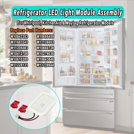 CEYHTLY W10843353 W10695459 Refrigerator LED Light Module Assembly Fits Compatible with Whirlpool KitchenAid Maytag GSS30C6EYY03 WRF767SDHZ00 Replaces W11126053 W11205083 W11683243 W10660728 (3 pcs)