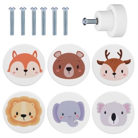 Jasfyee Furniture Knobs, 6 Pieces Wooden Door Knobs with Screws Door Knobs for Round Cabinets 35mm Suitable for Cabinets, Dressing Tables, Shoe Cabinets and Furniture Doors