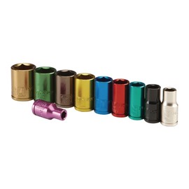 10 Pc 1/4 in. Drive Metric Color Coded Socket Set New 90 Day Warranty