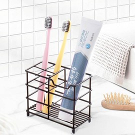 Small Toothbrush Holder for Bathroom, 304 Stainless Steel Toothpaste Holder Stand, 5 Slots Black Stainless Steel Bathroom Accessories Organizer for Small Spaces (Black) 4.8 * 4 * 2.4Inch