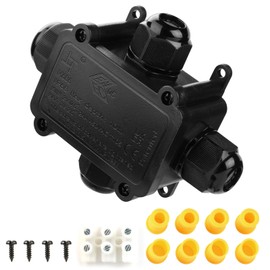 Tynoscco IP68 Waterproof Junction Box Outdoor,4-Way Electrical Junction Box Outdoor with 4 Cable M20 Gland Wire Connector Extension Electrical Cable Protector for Diameter Cable Ø4-12mm Black