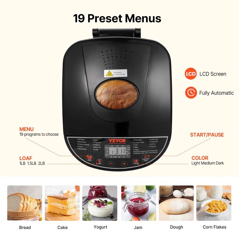2 Lb Automatic Bread Maker Plastic Nonstick Dough Maker With