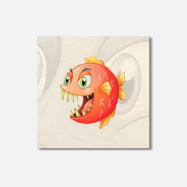 Unbranded Funny Piranha Fish Animal 4'' X 4'' Square Wooden Coaster