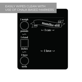 Monthly Baby Stats and Milestones Sign/Months Old Reusable Plastic Board / 10" x 12" Gender Neutral Black Photo Prop