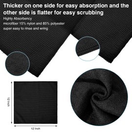 200 Pieces Microfiber Cleaning Cloths Bulk Absorbent Microfiber Towels Reusable Lint-Free Streak Free Wash Rags for House Kitchen Office Restaurants Bar Shop Car, 12 x 12 Inches (Black)