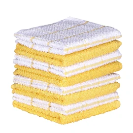 AMOUR INFINI - Juego de 8 paños de rizo altamente absorbentes, súper suaves, de secado rápido, 12 x 12 pulgadas, para limpiar y secar platos de cocina, trapos sin pelusa (amarillo)
