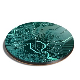 1 x Round Coaster - Motherboard Computer Gaming Tech Cork Backed MDF Glossy Tea Coffee Accessory #16893