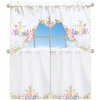 Grelucgo Embroidered Rod Pocket Kitchen Window Swag and Tiers Curtain