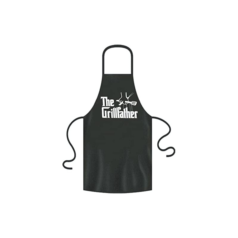 BILMASEE GRILLFATHER Baking Black Aprons for Men Chef Cooking Apron