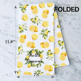 Hello Lemons Kitchen Towel Lemon Fans Gift Fruits Lover Gift Lemon Theme Gift Lemon Flower Gift Dish Towel Italy Gift (Hello lemons T 2UK)