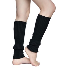 IRISOX Leg Warmers for Women Girls, Cable Knitted Ice Skating Leg warmers Ladies,80 90s Women’s Ankle leg warmer for Ballet Dance Accessories (Black)