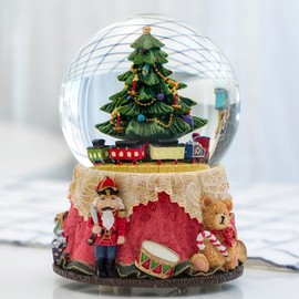 LOVE FOR YOU Gift Wrapped Nutcracker Christmas Tree Music Box Color Light Xmas Train Musical Snow Globe for Girls and Boys Baby Kids Daughter Mom Granddaughter Grandma Sisters Women Presents Gifts