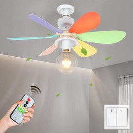 Socket Fan Light - Ceiling Fan with Light and Remote/Socket Expander, DIY Light Source Lighting Fan - 3 Adjustable Fan Speed/Brightness Settings, Ceiling Lights, LED Lights for Bedroom, Bathroom