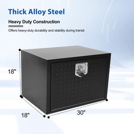 EASYBERG 30 Inch Heavy Duty Steel Underbody Tool Box, Waterproof Rectangle Trucl Storage Organizer Chest for Pick Up Truck Bed, Black RV Trailer Tool Box with T-Handle Lock and Keys