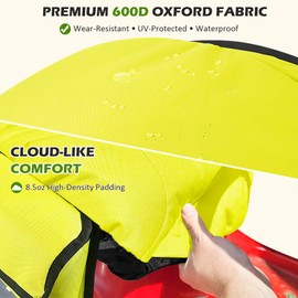 Riding Mower Seat Cover with Side Storage Pockets - Heavy Duty 600D Oxford Waterproof, Padded&Non-Slip Lawn Mower Seat Cover with Reflective Stripe+2 Rear Pouches, Fits 16.5"-18" No-Armrest Tractors