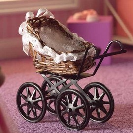 The Dolls House Emporium Brown Wicker Pram 1:12 scale