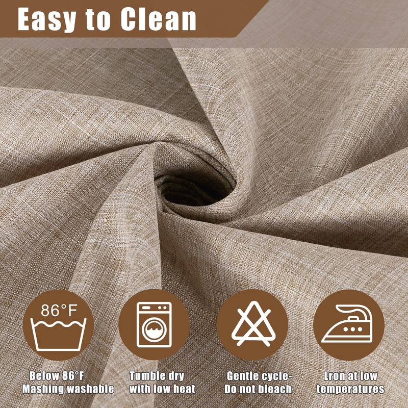 Fitable Faux Linen Tablecloth Rectangle Wrinkle Resistant Fabric Neutral Table