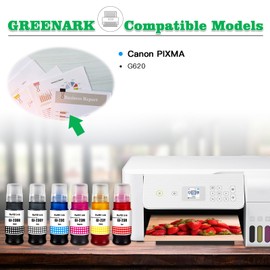 GREENARK GI-23 GI23 Ink Compatible for Canon GI-23 Refill Bottle Ink Replacement for Canon PIXMA G620(6 Packs, Black Cyan Magenta Yellow Red Gray)