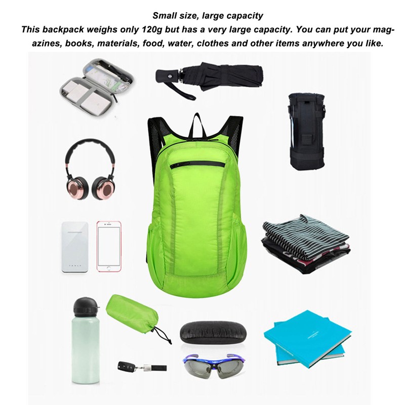 Packable Backpack Oxford Cloth 20L Foldable Waterproof Lightweight Multifunctional Hiking