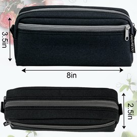 HASVREOG Big Capacity Pencil Case Large Capacity Pen Bag for Students Stationery Pouch Pencil Box Desk Organizer with Smooth Zipper Portable Pencil Pouch for School Office Supplies (Black)