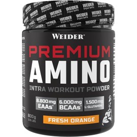 Weider Premium Amino Powder, Fresh Orange, Intra Workout, 8,000mg EAA's, 6,000mg BCAA's, Glutamine, Plus Electrolytes, 800g
