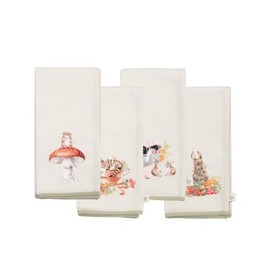 Wrendale Designs - Garden Friends' Set of Four Animal Fabric Napkins