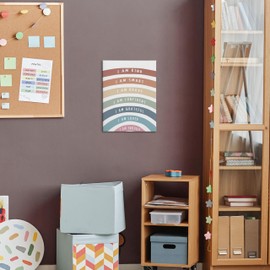 HRQKO Boho Inspirational I Am Kind Canvas Wall Art, Motivational Boho Rainbow Framed Art, Positive Affirmations Wall Decor for Kids Nursery Room Classroom Playroom, 11x14 inch