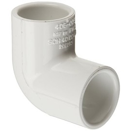 Spears 406 Series PVC Pipe Fitting, 90 Degree Elbow, Schedule 40, White, 5" Socket