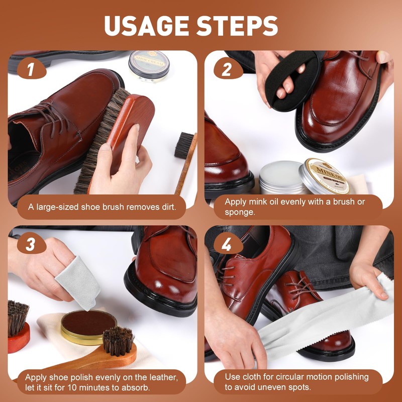 CHMI 16PCS Leather Shoe Polish Kit,Shoe Shine Kit with Black/Brown