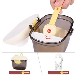 Bebamour Baby Formula Dispenser Container Portable Formula Dispenser Container with Scoop, Carry Handle and Date Maker for Travel Outdoor for Baby Infant,500ML (Coffee)