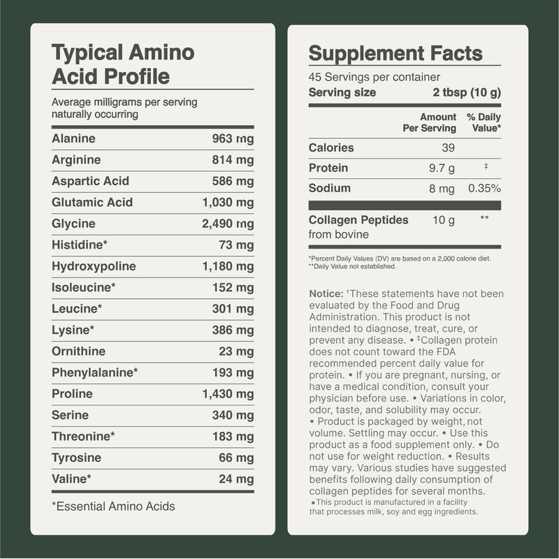 Colla Vita Collagen Peptides Powder Grass-Fed Pasture-Raised Hydrolyzed Collagen Powder,