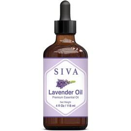 SIVA Lavender Essential Oil - 4 Fl Oz – Natural Lavender Oil - for Diffuser, Face, Skin Care, Aromatherapy, Hair Care, Scalp and Body Massage - with Dropper