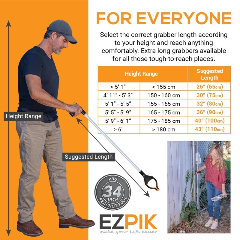 EZPIK Pro 34" Foldable Grabber Reacher Tool for Seniors -