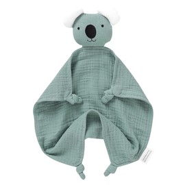 LAWKUL Baby Security Blanket Newborn Muslin Organic Cotton Babe Comforts Soft Infant Lovey for Boy Girl 40x40cm Koala Green