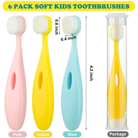 Patelai 6 Pieces Kids Extra Soft Nano Toothbrush Children Bristles Children Micro Nano Manual Toothbrush Set with 20000 Bristles for Age 3and Above Boys Girls Gum Protecting Cleaning(Cute Style)