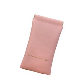 DEVENTORZ Eyeglass Case, Pouch, Small, Leather Eyeglass Case, Portable, Compact, Thin, Eyeglass Case, Squeeze Top Glasses Pouch, Portable Eyeglass Bag, Soft Case, Pink