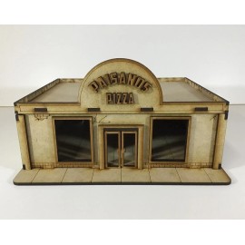 AtomicLaserCutDesigns.com Paisanos Pizza 28mm Terrain Building Zombie Apocalypse MDF Modern Wargames v1