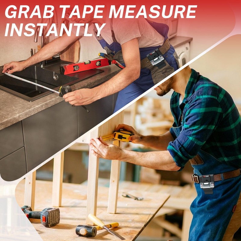 KUNN Tape Measure Holder for Belt Universal Clip Fits Wide