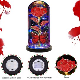 Christmas Rose Gift For Women Mom Grandma Sister Her Wife Girlfriend Gifts, Glass Rose Flower Gifts,Light Up Rose In Glass Dome, Galaxy Red Butterfly Rose in Glass Dome,Birthday Gifts For Women