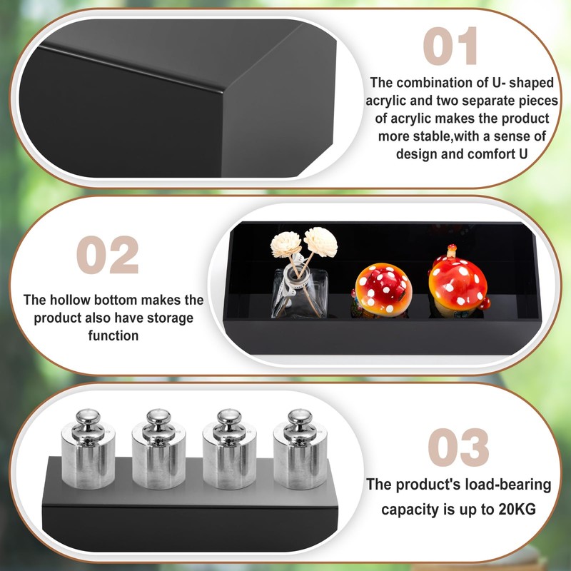 Chunful Black Acrylic Display Box Riser Trophy Base Acrylic Pedestal