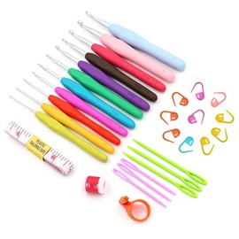 Crochet Hooks Set 30 pcs, CiaraQ Yarn Knitting Needles Sewing Tools Set 11 Crochet Hooks 2~8 mm with Comfort Soft Rubber Grip, 19 Crochet Accessories, Great Gifts for Crochet Lovers