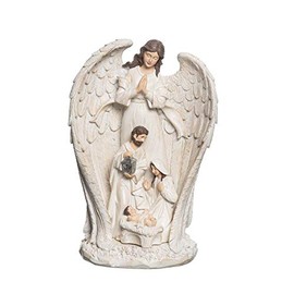 C&F Home Angel with Mary and Joseph Holy Baby Jesus Christmas Family Decor Decoration 7.09" x 4.72" x 10.24" White