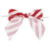 Reliant Ribbon Candy Cane Stripe Satin Twist Tie Bows, White/red