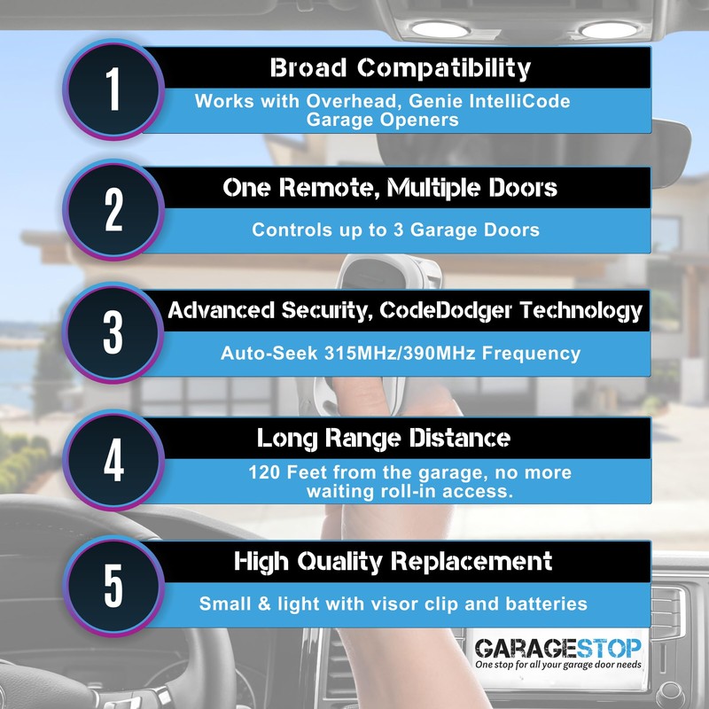 2X for Genie Intellicode Garage Door Remote, G3T-BX G3T-R 3-Button