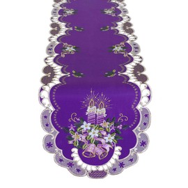 Simhomsen Embroidered Purple Table Runner for Christmas Holidays Decorations, Dresser Scarf (14 × 89 Inches)