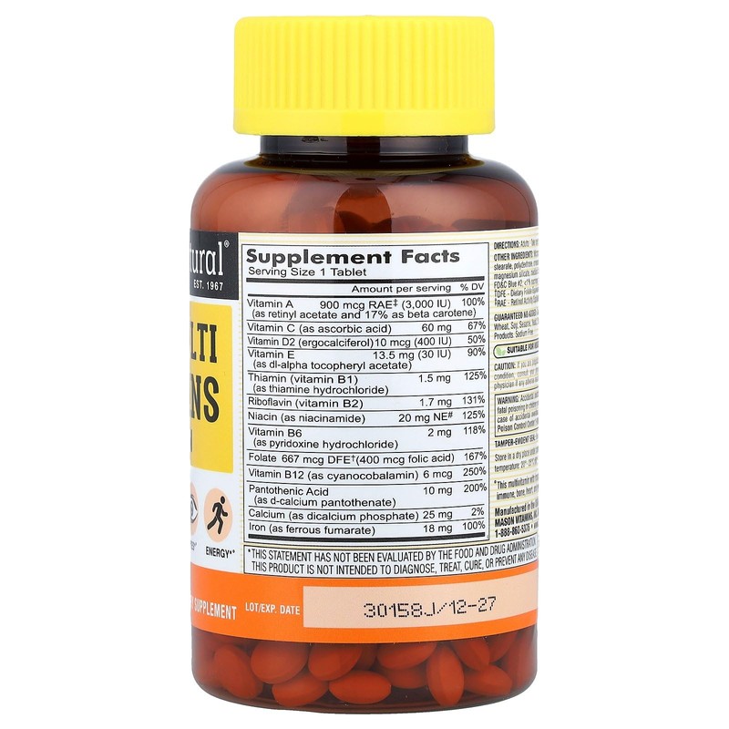 Mason Vitamins Mason Daily Multiple Vitamins With Iron Tablets