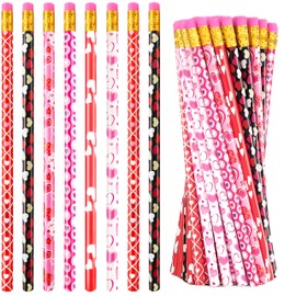Qyyiguf 72Pcs Valentine's Day Pencils,Wood Pencils Bulk with Erasers,Red Heart Pencils for Valentine's Day Exchange Gifts,Kids Party Favors,Classroom Rewards